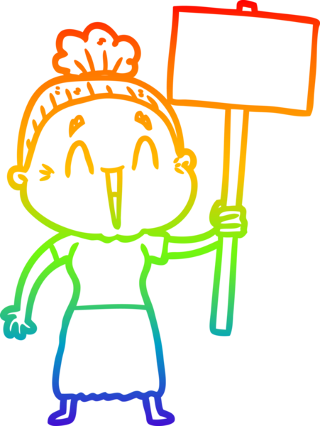 Gökkuşağı gradyan çizgi çizimi Bir insan tarafından çizilmiş mutlu yaşlı kadın