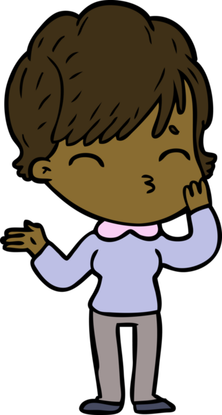 Bir insan tarafından çizilmiş bir çizgi film kadını.