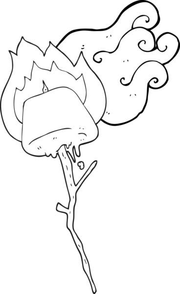 Bir insan tarafından çizilmiş siyah beyaz bir çizgi film. Kızarmış lokum.