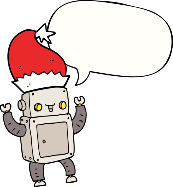 Bir insan tarafından çizilmiş konuşma balonu olan çizgi roman robotu.