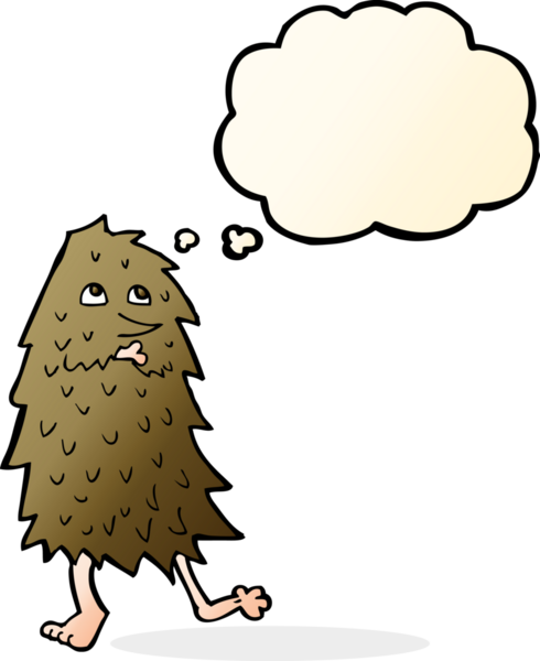 Bir insan tarafından çizilmiş düşünce baloncuklu çizgi film canavarı.