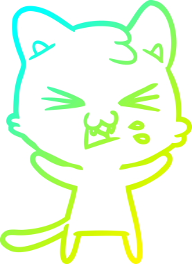 Bir insan tarafından çizilen çizgi film kedisinin soğuk gradyan çizimi