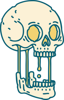 Bir insan tarafından çizilmiş bir kafatasının ikonik dövme şekli