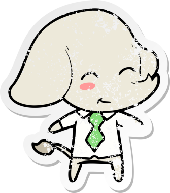 Bir insan tarafından çizilmiş şirin bir patron filin sıkıntılı çıkartması.