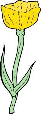 Bir insan tarafından çizilmiş karikatür çiçeği