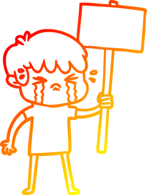 Bir insan tarafından çizilmiş, ağlayan bir çizgi film çocuğu çizimi.