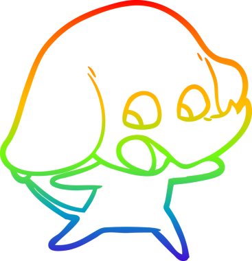 Gökkuşağı gradyan çizgisi bir insan tarafından çizilmiş şirin bir fil çizimi