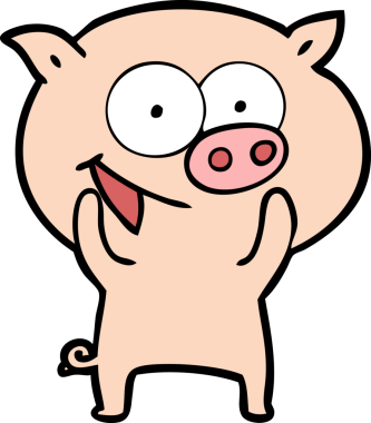 Bir insan tarafından çizilmiş neşeli domuz çizgi filmi.