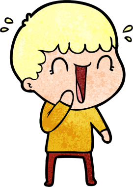 Bir insan tarafından çizilmiş gülen karikatür adam.