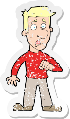 Bir insan tarafından çizilmiş bir karikatürün gerilimli çıkartması.