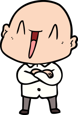 Bir insan tarafından çizilmiş mutlu, kel adam.