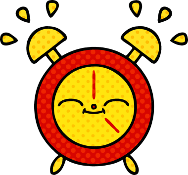 bir insan tarafından çizilmiş bir çalar saatin çizgi roman tarzı