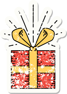 Bir insan tarafından çizilmiş dövme stili eski bir çıkartma.