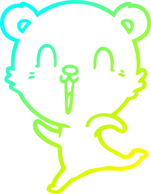 Bir insan tarafından çizilmiş mutlu bir kutup ayısının soğuk çizgi çizimi.