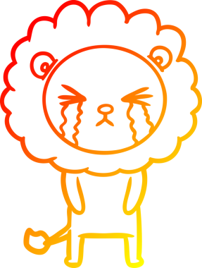 Bir insan tarafından çizilmiş, ağlayan bir aslanın çizgi çizimi.