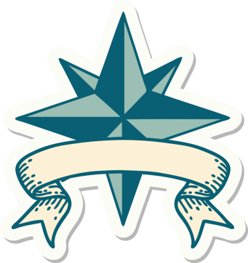 Bir insan tarafından çizilmiş bir yıldızın pankartına sahip dövme stili.