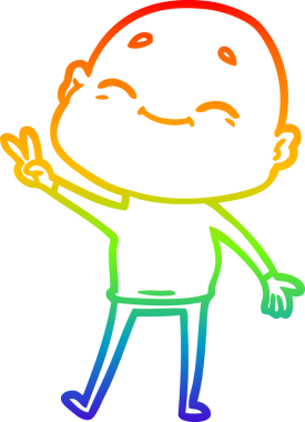 gökkuşağı gradyan çizimi mutlu bir çizgi kel adamın çizimi bir insan tarafından çizildi