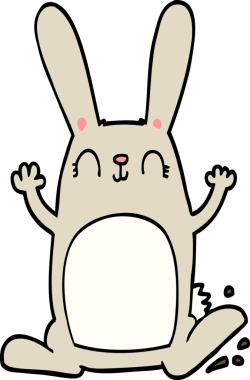 Bir insan tarafından çizilmiş çizgi film tavşanı