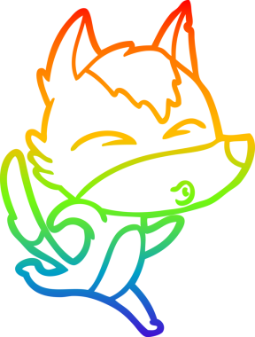 Gökkuşağı gradyan çizgi çizimi bir insan tarafından çizilmiş bir kurt çizgi