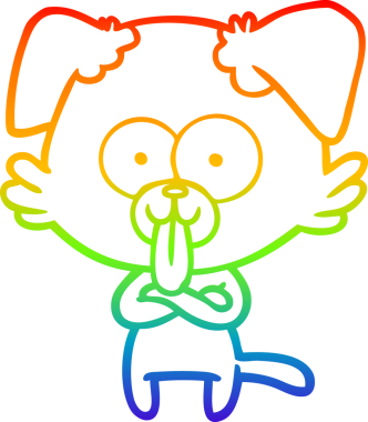 Bir insan tarafından çizilmiş dilli çizgi film köpeğinin çizimi.