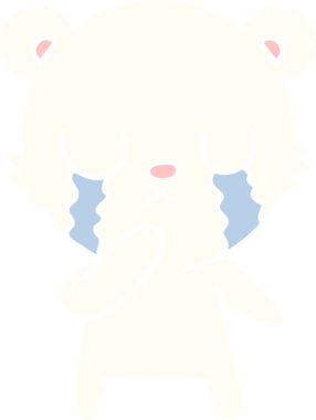 Ağlayan kutup ayısı bir insan tarafından çizilmiş düz renkli çizgi film.