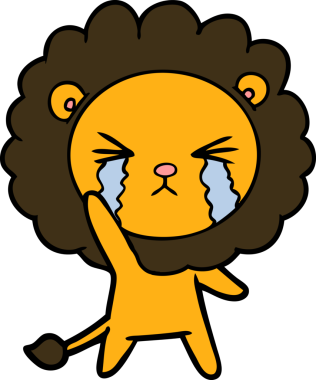 Bir insan tarafından çizilmiş ağlayan bir aslan.