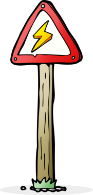 bir insan tarafından çizilmiş karikatür elektrik uyarı işareti