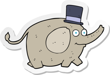 Bir insan tarafından çizilmiş bir filin çıkartması.