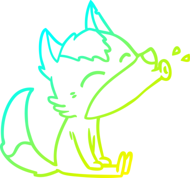 Bir insan tarafından çizilen uluyan kurt çizgi filminin soğuk gradyan çizimi