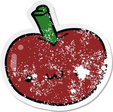 Bir insan tarafından çizilmiş karikatür elmasının sıkıntılı çıkartması.