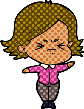 Bir insan tarafından çizilmiş kızgın bir kız.