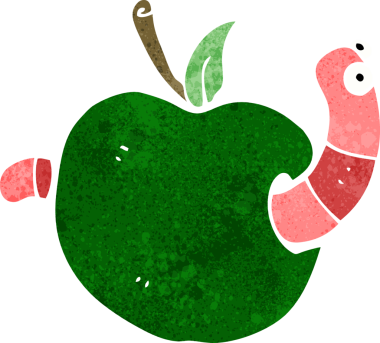 Bir insan tarafından çizilmiş elma solucanı.