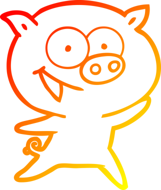 Bir insan tarafından çizilmiş neşeli bir domuz çizgi filmi.