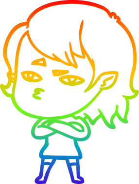 Gökkuşağı gradyan çizimi Bir insan tarafından çizilen vampir kız çizgi