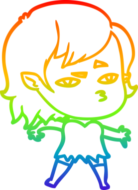 Gökkuşağı gradyan çizimi Bir insan tarafından çizilen vampir kız çizgi