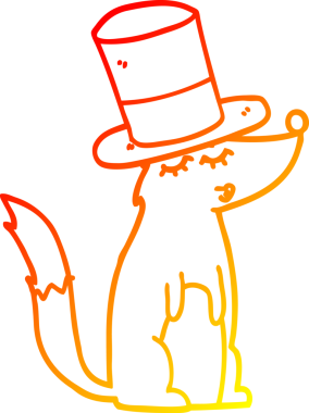 Bir insan tarafından çizilmiş silindir şapkayla ıslık çalan bir kurt çizgi film karakteri.