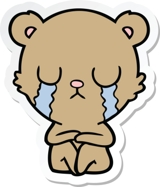 Bir insan tarafından çizilmiş ağlayan çizgi film ayısının çıkartması.