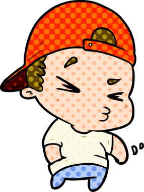 Bir insan tarafından çizilmiş havalı bir çocuk.