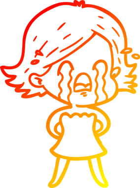 Bir insan tarafından çizilmiş, ağlayan bir çizgi kadın çizimi.