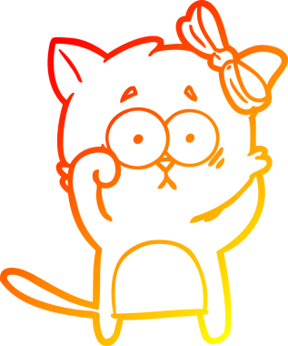 Bir insan tarafından çizilmiş çizgi film kedisinin sıcak çizgi çizimi