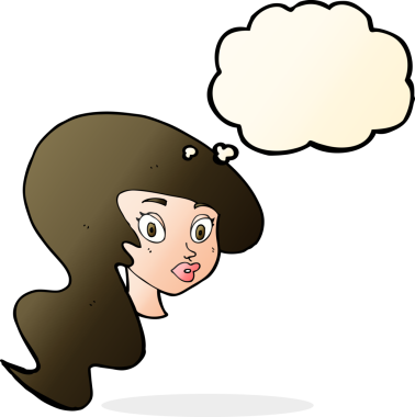 Bir insan tarafından çizilmiş düşünce kabarcığı olan güzel bir kadın yüzü.