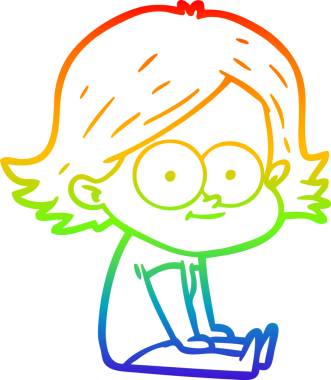 gökkuşağı gradyan çizimi mutlu bir çizgi film kızı bir insan tarafından çizildi