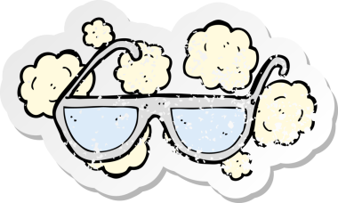 Bir insan tarafından çizilmiş karikatür gözlüğünün gerilimli yapıştırması.