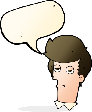 Bir insan tarafından çizilmiş konuşma balonuyla sıkılmış bir adam.