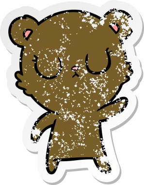 Bir insan tarafından çizilmiş barışçıl bir ayının sıkıntılı çıkartması.