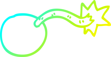 Bir insan tarafından çizilmiş yuvarlak çizgi film bombasının soğuk gradyan çizgisi.