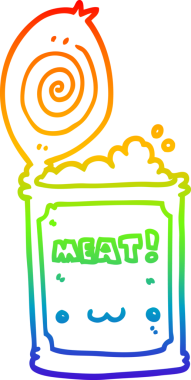 gökkuşağı gradyan çizgi çizimi bir insan tarafından çizilmiş konserve yiyecek