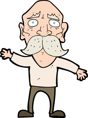 Bir insan tarafından çizilmiş endişeli yaşlı bir adam.