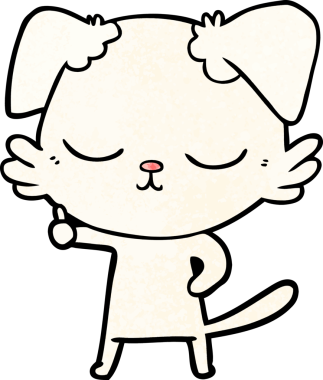 Bir insan tarafından çizilmiş şirin bir çizgi film köpeği.