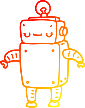 Bir insan tarafından çizilen çizgi film robotunun sıcak çizgi çizimi